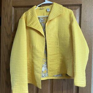 Laura Ashley Yellow Daisy Fields Flower Lined Jacket Blazer XL